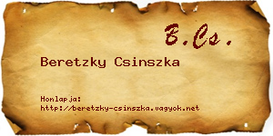 Beretzky Csinszka névjegykártya